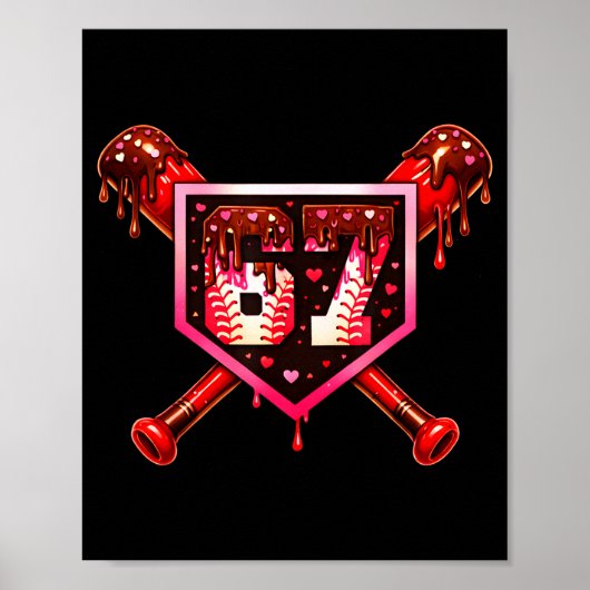 Baseball Chocolate Drip 67 Valentine Love Matching ポスター (正面)