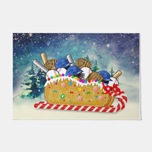 Baseball Christmas Doormat, Lovely Christmas Gift ドアマット (正面)