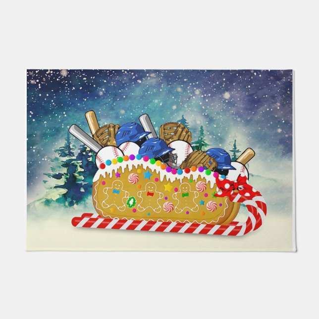 Baseball Christmas Doormat, Lovely Christmas Gift ドアマット (正面)