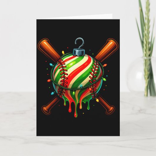 Baseball Christmas Ice Cream Drip Baseball Dripng カード (正面)