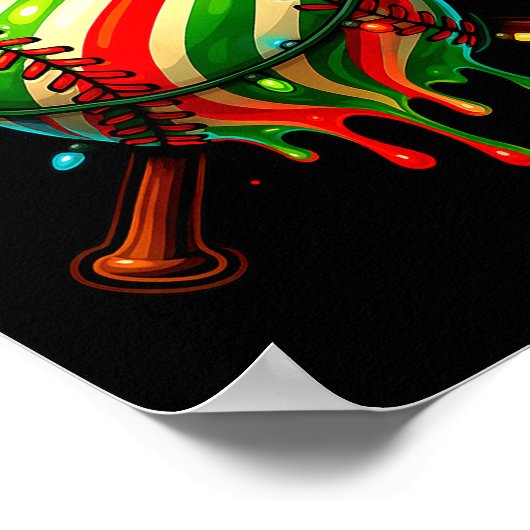 Baseball Christmas Ice Cream Drip Baseball Dripng  ポスター (角)