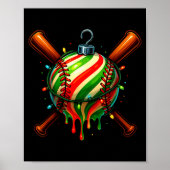 Baseball Christmas Ice Cream Drip Baseball Dripng ポスター (正面)