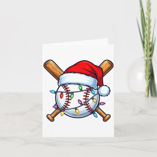 Baseball Christmas Lights Santa Christmas Baseball カード (正面)