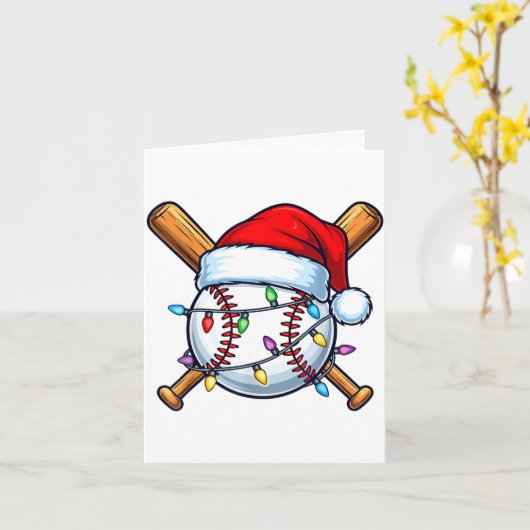 Baseball Christmas Lights Santa Christmas Baseball カード (黄色い花)