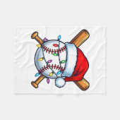 Baseball Christmas Lights Santa Christmas Baseball フリースブランケット (正面(横))