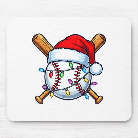 Baseball Christmas Lights Santa Christmas Baseball マウスパッド (正面)