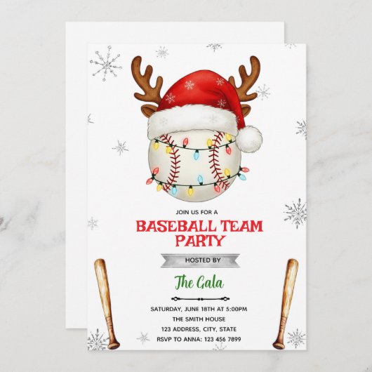 Baseball Christmas Party Invitation 招待状 (正面/裏面)