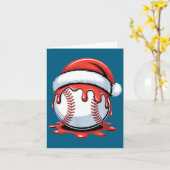 Baseball Christmas Santa Hat Dripng Festive Holida カード (黄色い花)
