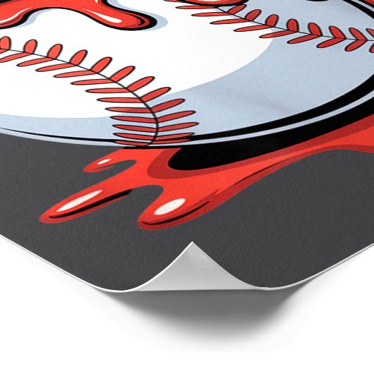 Baseball Christmas Santa Hat Dripng Festive Holida ポスター (角)