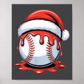 Baseball Christmas Santa Hat Dripng Festive Holida ポスター (正面)