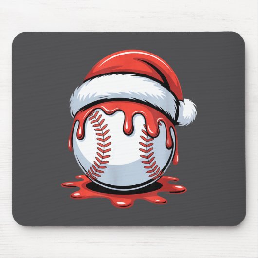 Baseball Christmas Santa Hat Dripng Festive Holida マウスパッド (正面)