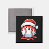 Baseball Christmas Santa Hat Dripng Festive Holida マグネット (正面/裏面)