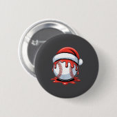 Baseball Christmas Santa Hat Dripng Festive Holida 缶バッジ (正面&裏面)