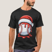 Baseball Christmas Santa Hat Dripng Festive Holida Tシャツ (正面)