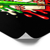 Baseball Christmas Santa Hat Dripng Ice Cream Xmas ポスター (角)