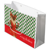 Baseball Christmas themed for Cat Lovers  ラージペーパーバッグ (正面アングル)