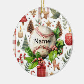 Baseball Christmas themed for kids with name セラミックオーナメント (左)