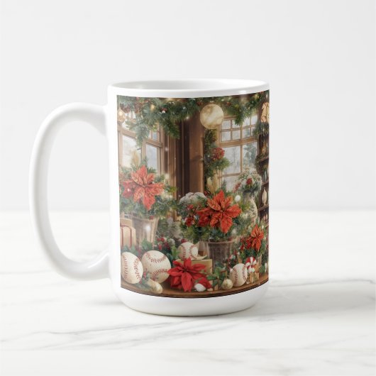 Baseball Christmas themed for player  コーヒーマグカップ (左)