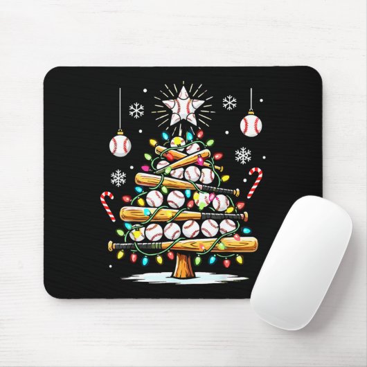 Baseball Christmas Tree Lights  マウスパッド (マウス)