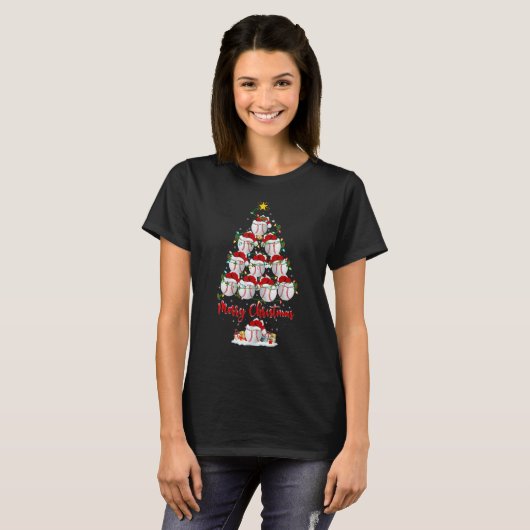 Baseball Christmas Tree Lights  Baseball Xmas Tシャツ (正面フル)