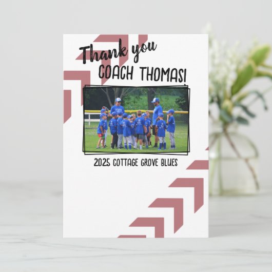 Baseball Coach Custom Team Picture サンキューカード (スタンド正面)
