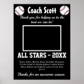 Baseball coach gift with team photo ポスター (正面)