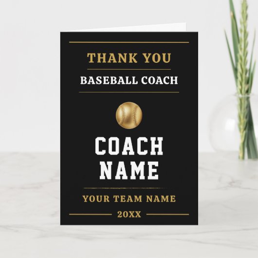 Baseball Coach Team Appreciation Gift サンキューカード (正面)