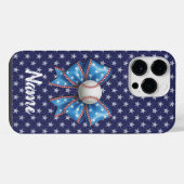 Baseball Coquette Ball American Flag iPhoneケース (裏面横)
