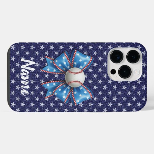 Baseball Coquette Ball American Flag iPhoneケース (裏面横)