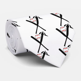 Baseball crossed bats and cap black, red tie ネクタイ
