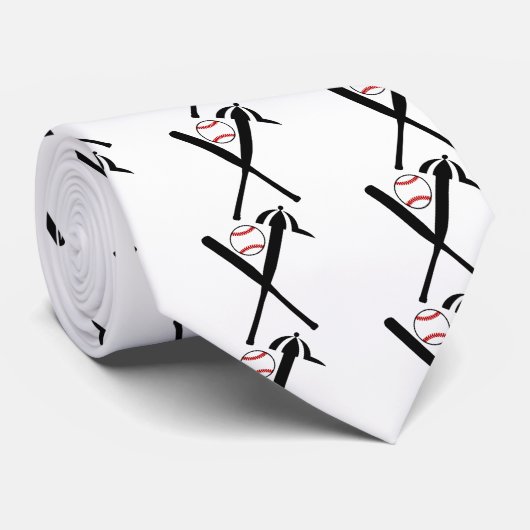 Baseball crossed bats and cap black, red tie ネクタイ (ロール)