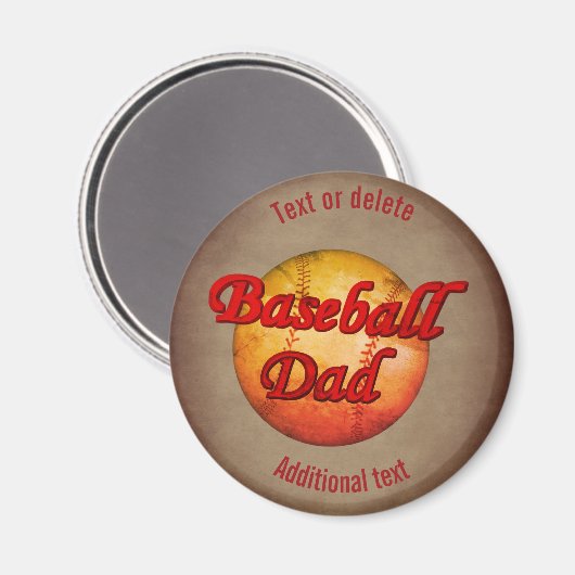 Baseball Dad Cute Personalized マグネット (正面/裏面)