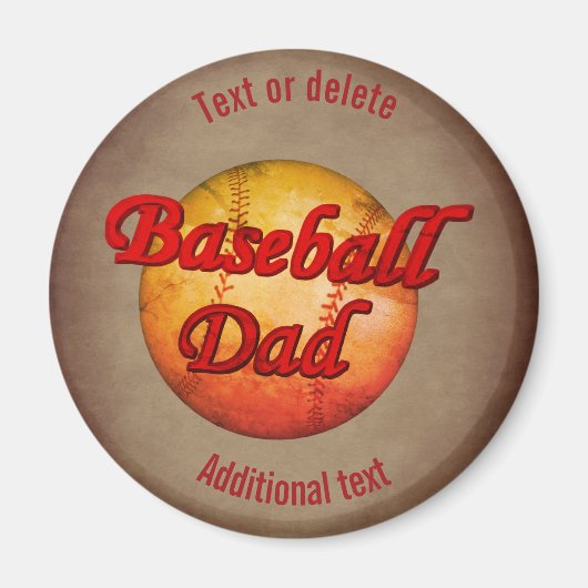 Baseball Dad Cute Personalized マグネット (正面)