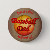 Baseball Dad Cute Personalized 缶バッジ (正面)