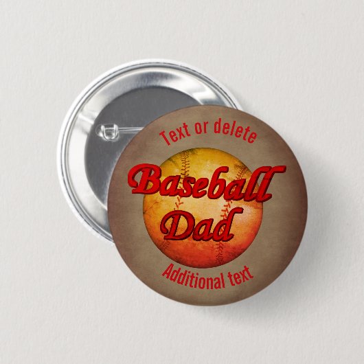Baseball Dad Cute Personalized 缶バッジ (正面&裏面)