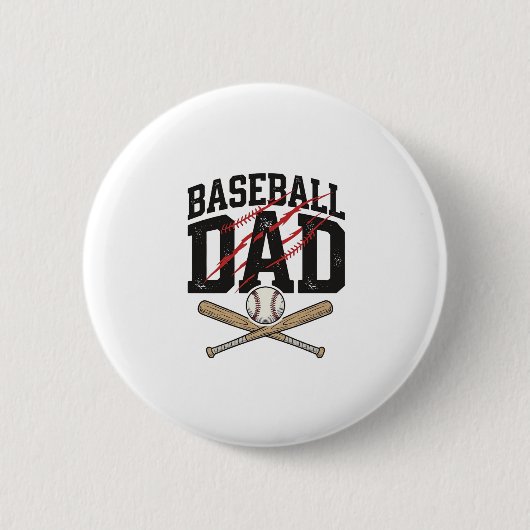 Baseball Dad Distressed Vintage Engraving Shirt De 缶バッジ (正面)