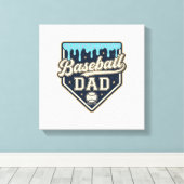 Baseball Dad Drippy Home Plate Vintage Vector Desi キャンバスプリント (インサイチュ (ウッドフロア))