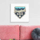 Baseball Dad Drippy Home Plate Vintage Vector Desi キャンバスプリント (インサイチュ (リビング))