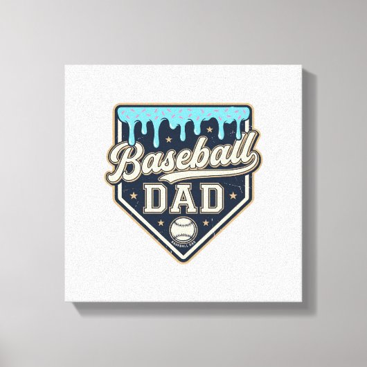 Baseball Dad Drippy Home Plate Vintage Vector Desi キャンバスプリント (正面)
