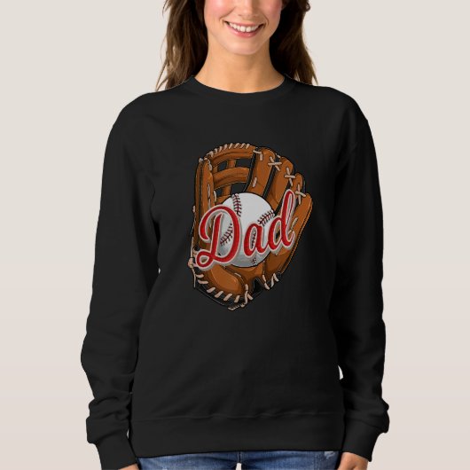 Baseball Dad  Softball Sport Player Daddy Papa スウェットシャツ (正面)