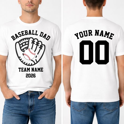 Baseball Dad Team Custom Name Number  Tシャツ