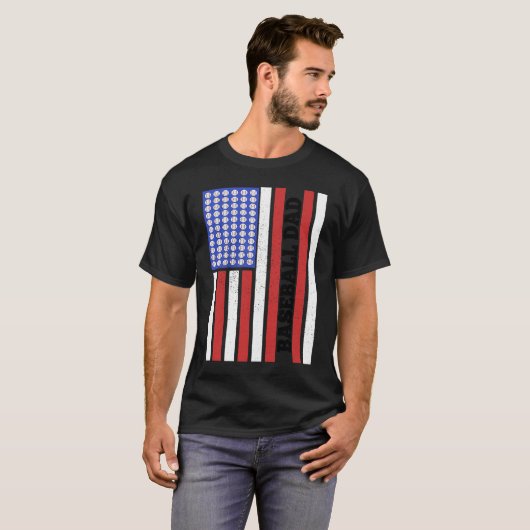 Baseball Dad USA Flag Baseball Player Fan Coach Tシャツ (正面フル)