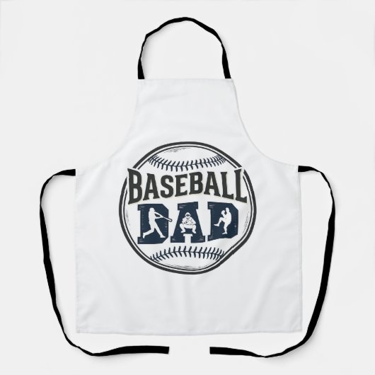 Baseball Dad Vintage Engraving Shirt Design_1 エプロン (正面)