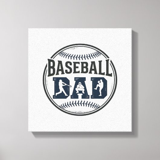 Baseball Dad Vintage Engraving Shirt Design_1 キャンバスプリント (正面)