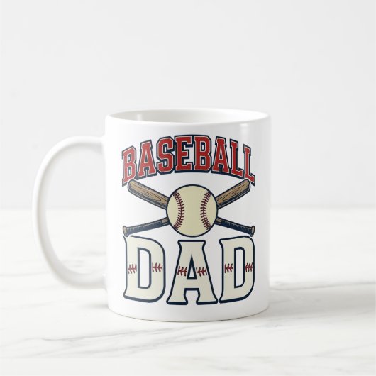 Baseball Dad Vintage Engraving Shirt Design_1 コーヒーマグカップ (左)