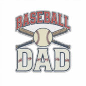 Baseball Dad Vintage Engraving Shirt Design_1 シール (正面)