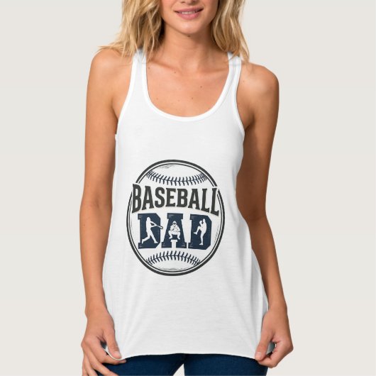Baseball Dad Vintage Engraving Shirt Design_1 タンクトップ (正面)