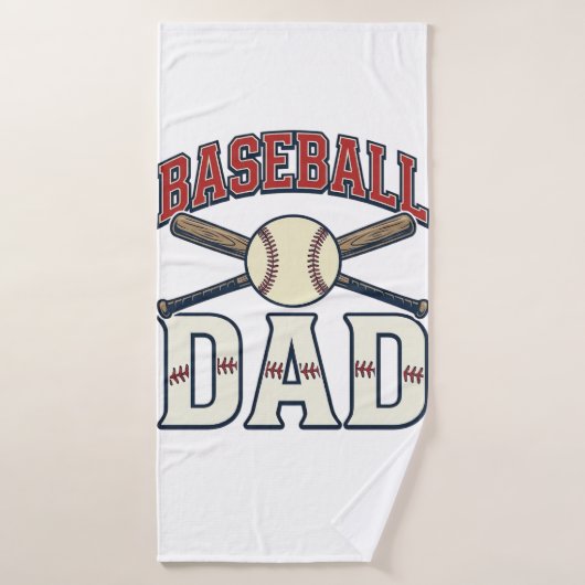 Baseball Dad Vintage Engraving Shirt Design_1 バスタオル (バスタオル)