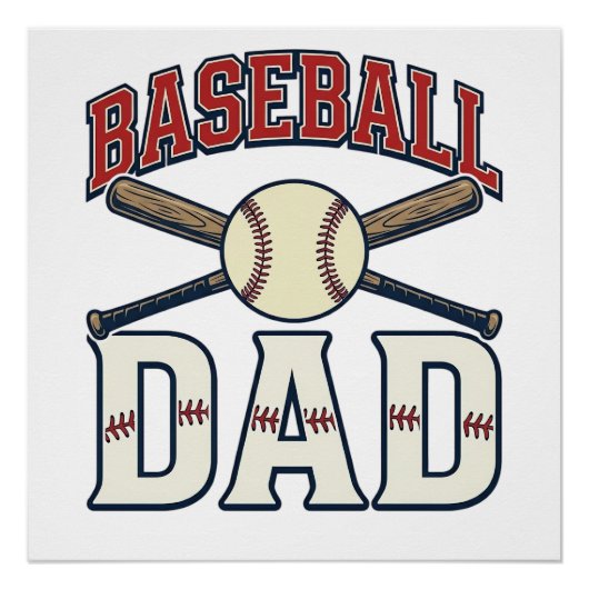 Baseball Dad Vintage Engraving Shirt Design_1 ポスター (正面)