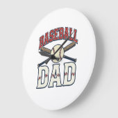 Baseball Dad Vintage Engraving Shirt Design_1 ラージ壁時計 (傾斜)
